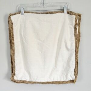 PIER 1 Set Of 2 Ivory 100% Cotton Pillow Covers Jute Trim Zipper Close 20” X 20”